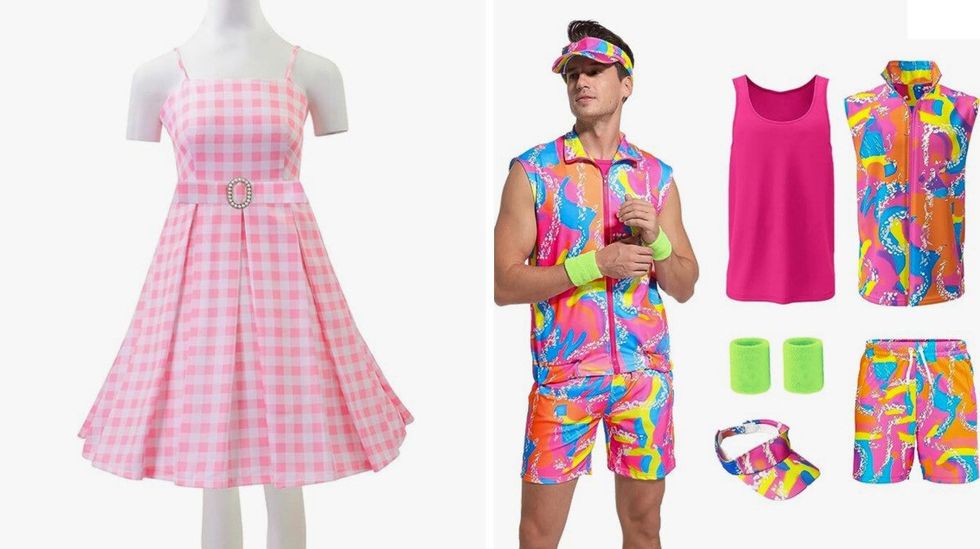 Costume d'Halloween Barbie. Droite : Costume de Ken.