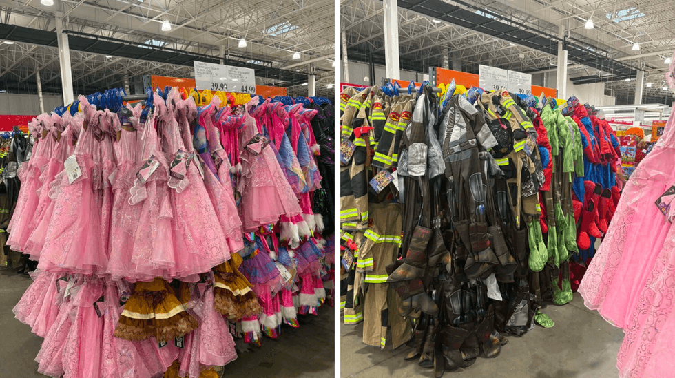 Costumes d\u2019Halloween pour enfants, dont princesse, super h\u00e9ros et pompier au Costco.