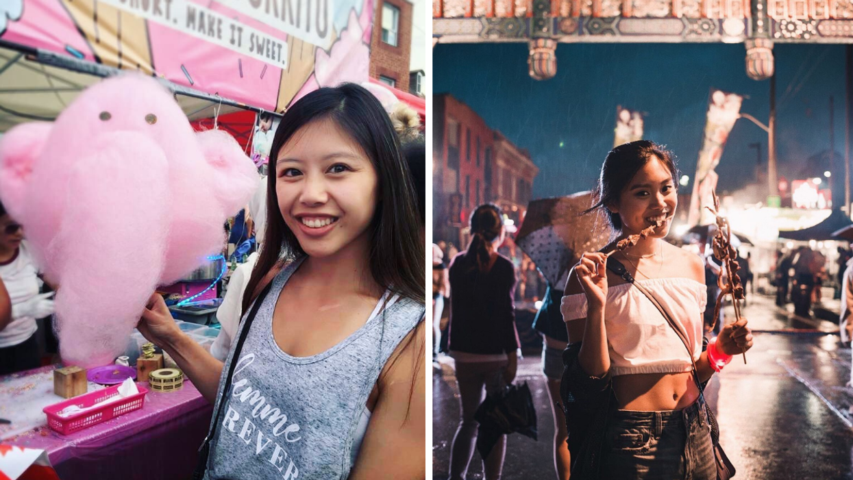 Cotton candy elephant and meat skewers from Ottawa Asian Fest.