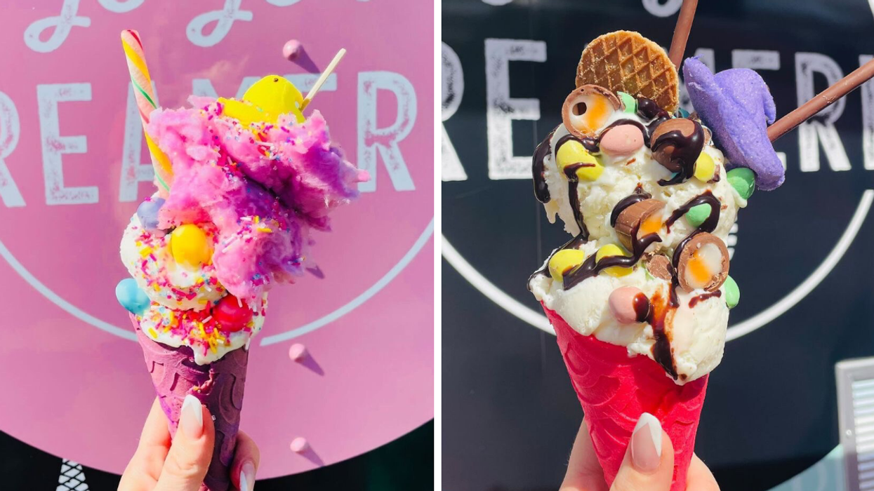 Cotton candy ice cream for Easter. Right: Chocolate egg ice cream from Jo-jo's Creameria.