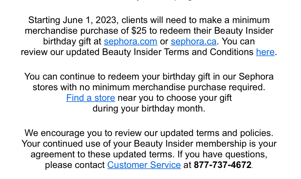 Courriel du Sephora.