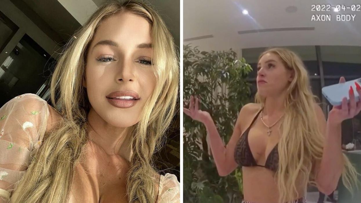 Courtney Clenney. Right: Courtney Clenney on bodycam footage.