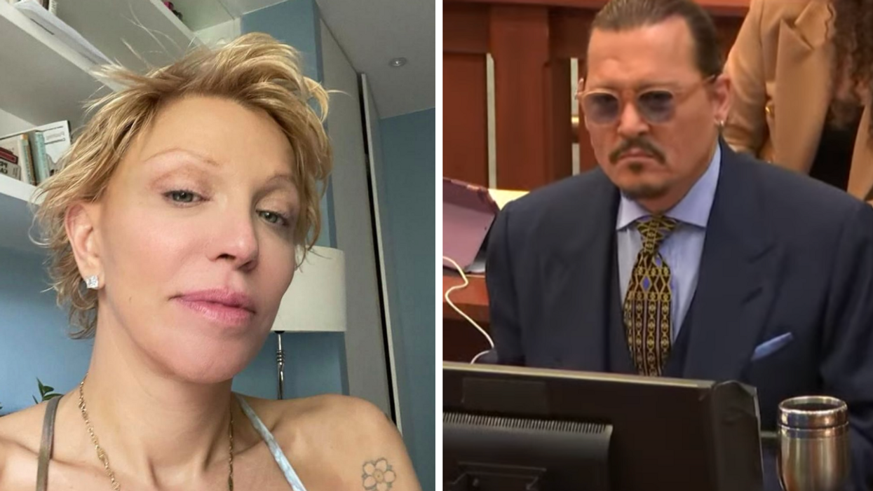 Courtney Love. Right: Johnny Depp.