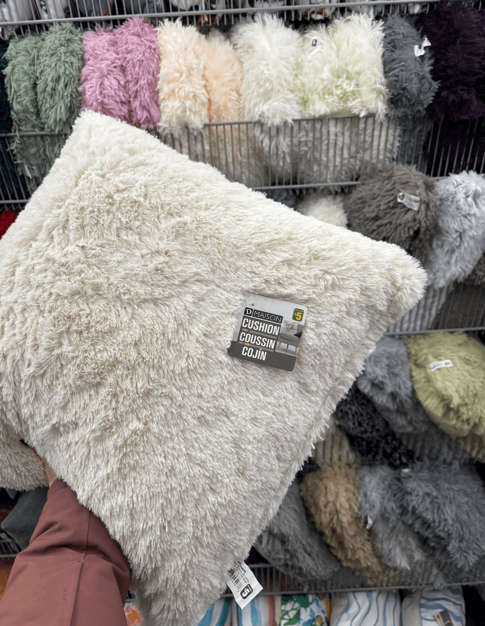 Coussin sur les tablettes du Dollarama.