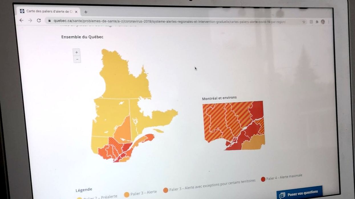 COVID-19 : Toutes les régions qui ne sont pas en zone rouge au Québec le 19 octobre
