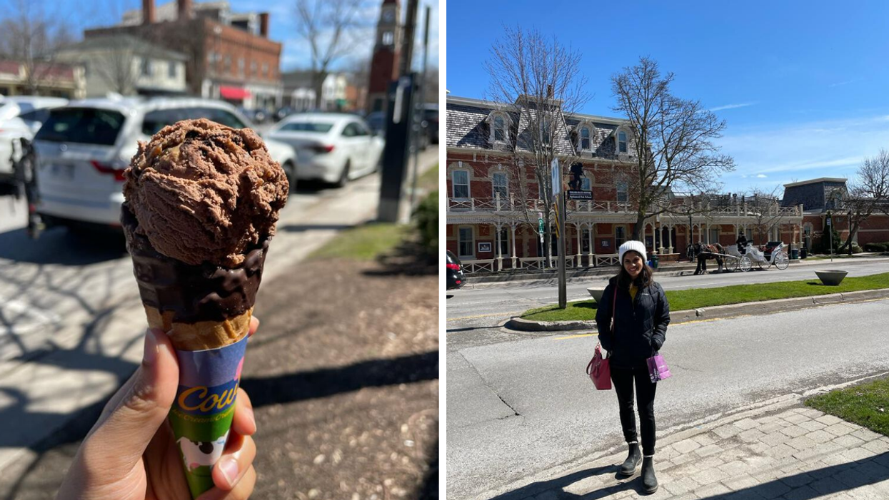Cows Ice Cream. Right: Janice Rodrigues at Niagara-on-the-Lake.