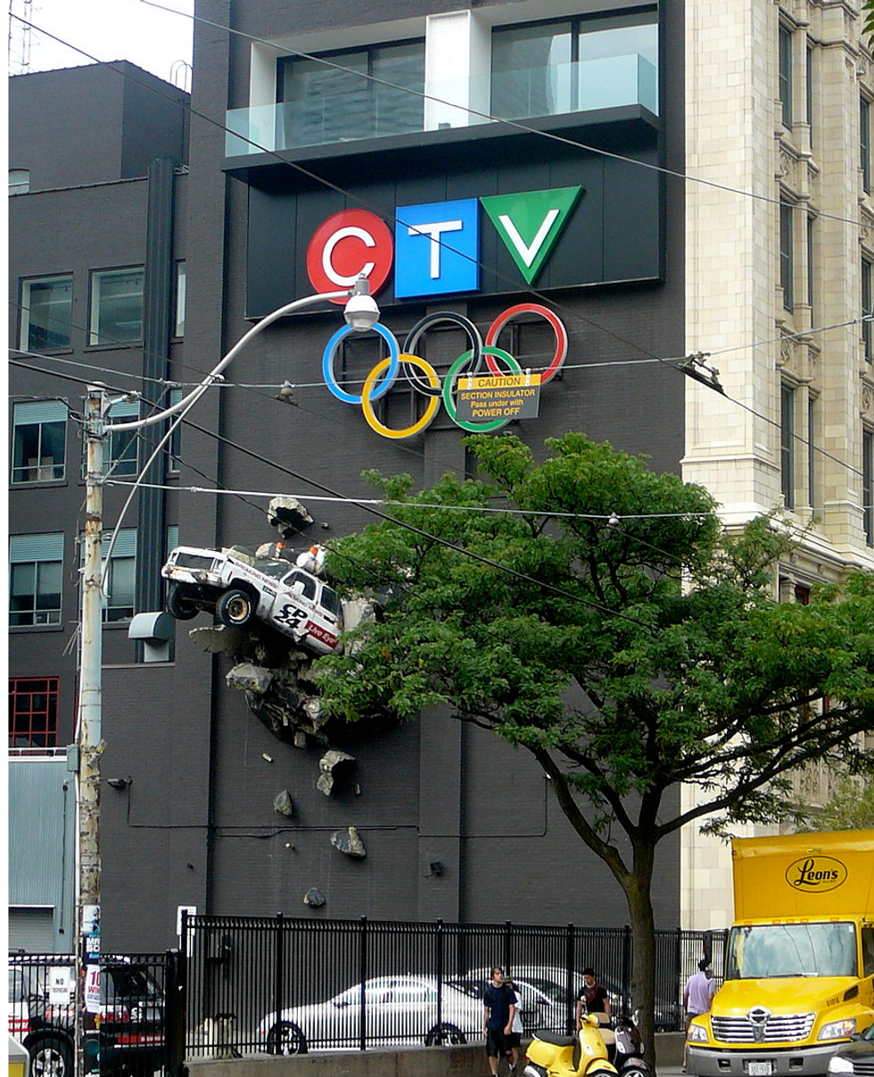 CP24 car sign on Queen West in Toronto.