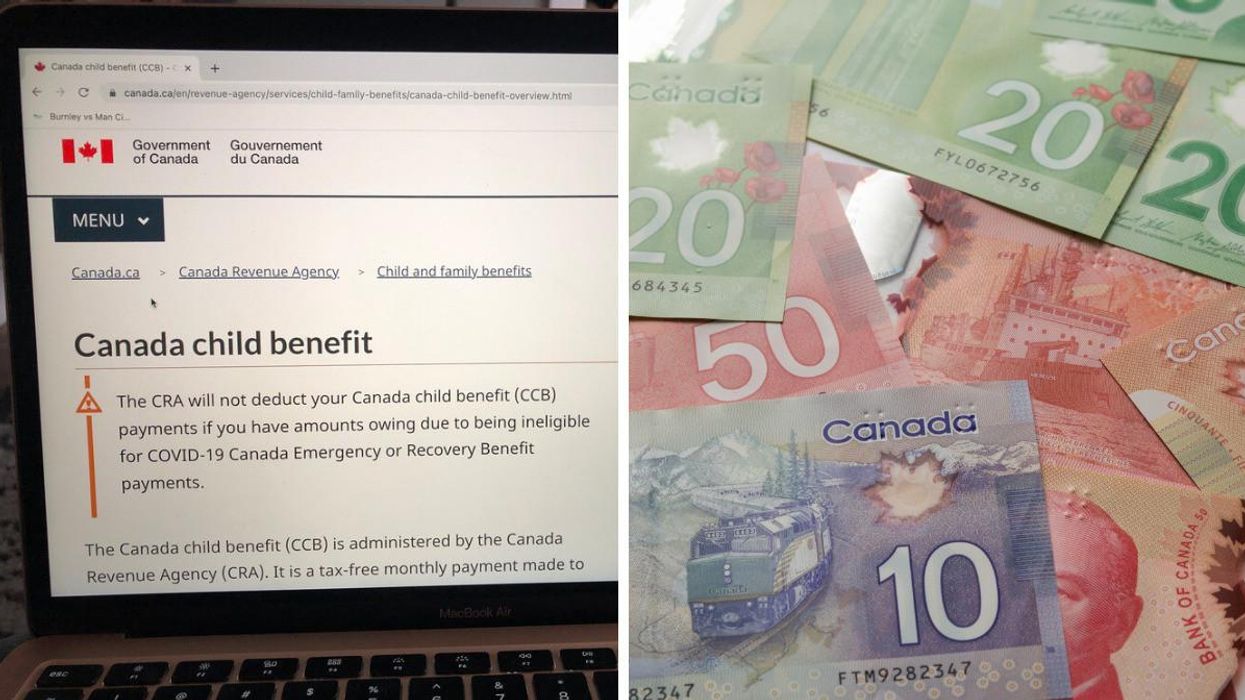 CRA website. Right: Canadian money.