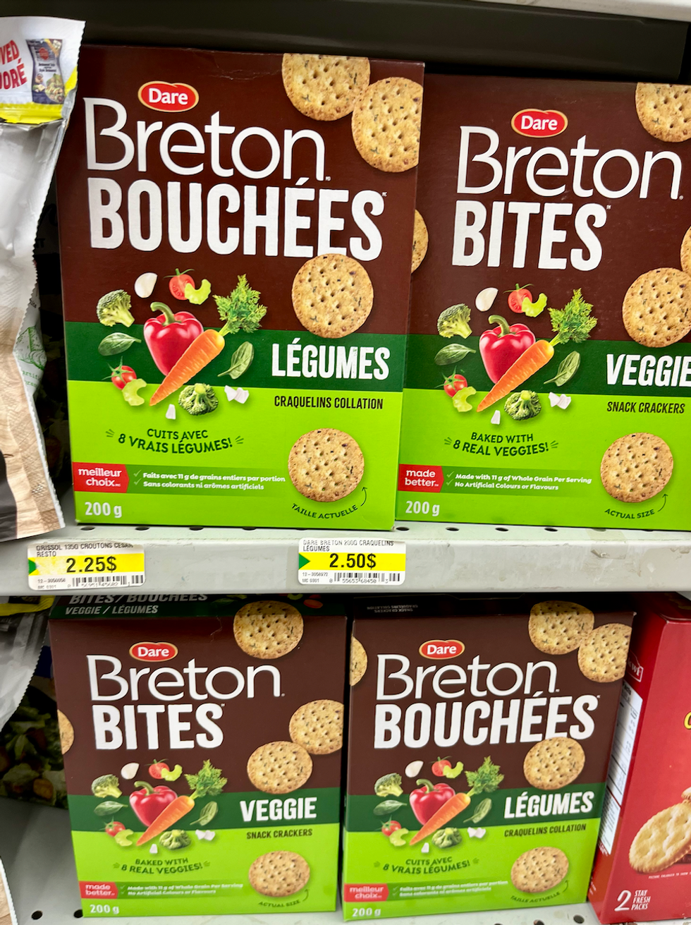 Craquelins Breton sur les tablettes du Dollarama.