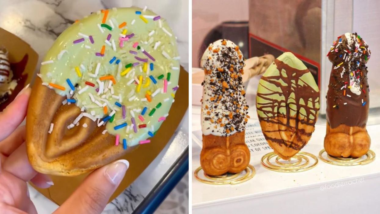 Creampie waffle. Right: Naughty waffles.