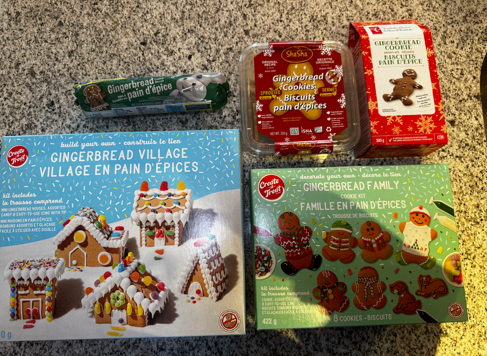 Create a Treat gingerbread family and village kits, PC's gingerbread baking mix, ShaSha's gingerbread cookies and Pillsbury's gingerbread cookie dough.