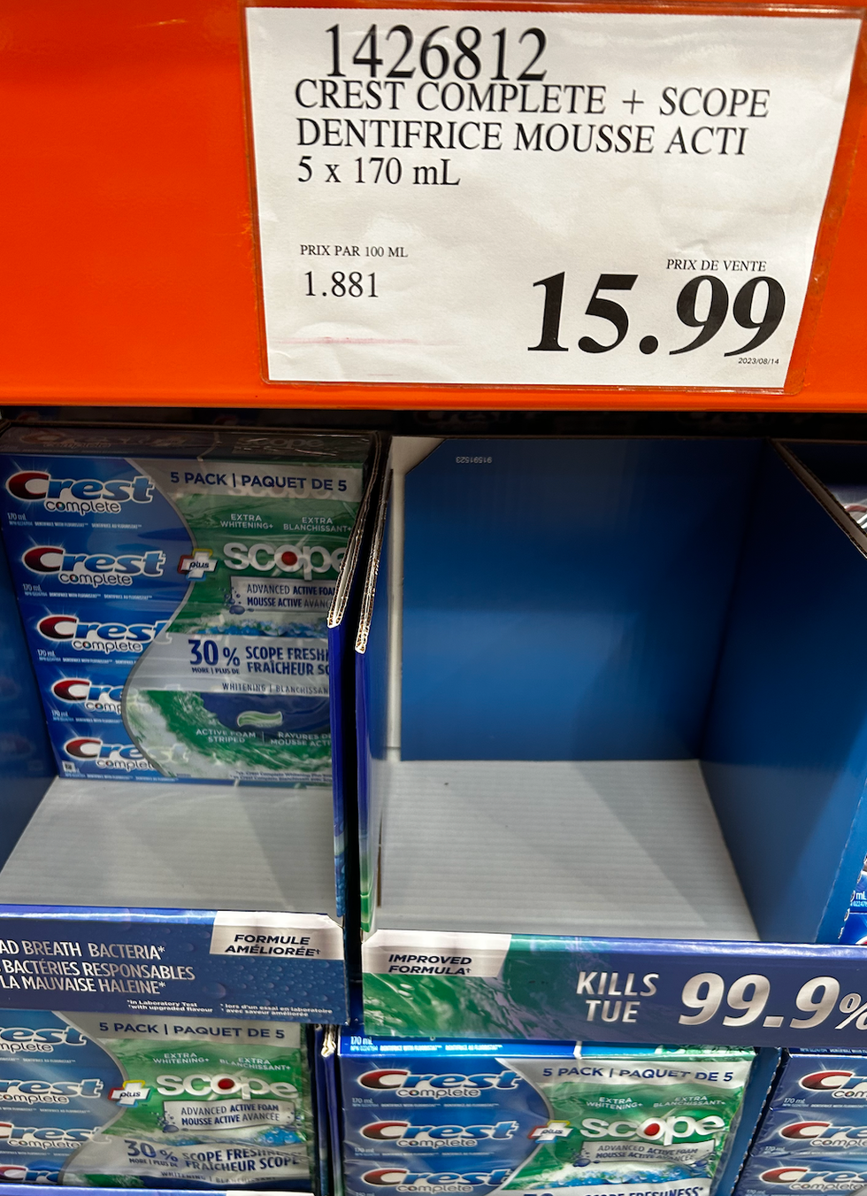 Crest - Dentifrice Complete avec scope, mousse active.