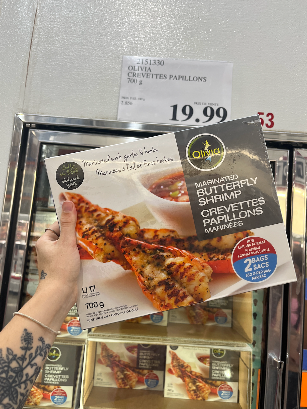 Crevettes papillons au Costco.