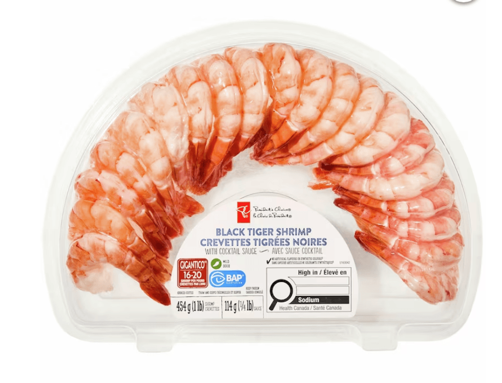 Crevettes tigr\u00e9es noires de marque Le Choix du Pr\u00e9sident.