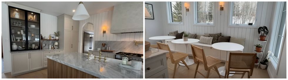 Cuisine. Droite : Coin d\u00e9jeuner.