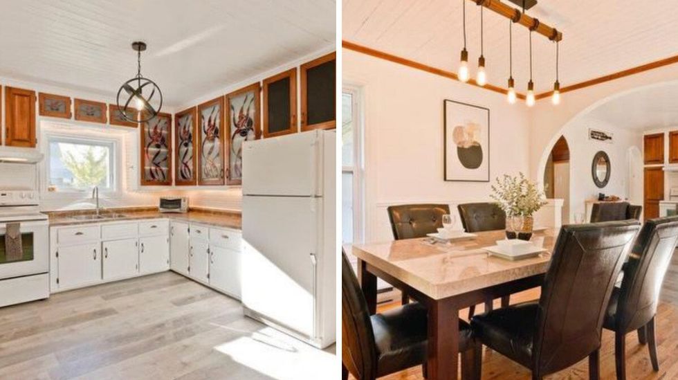 Cuisine. Droite : Salle \u00e0 manger.