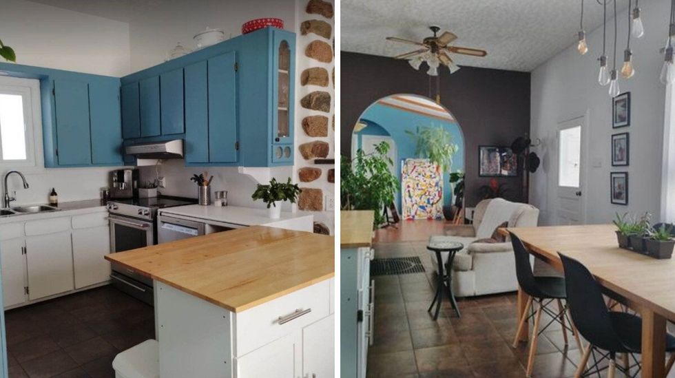 Cuisine. Droite : Salle \u00e0 manger.