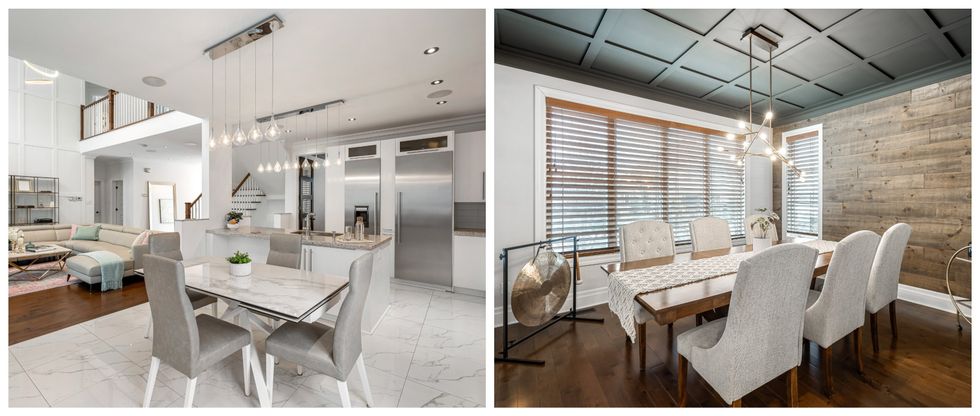 Cuisine et coin repas. Droite : Salle \u00e0 manger.