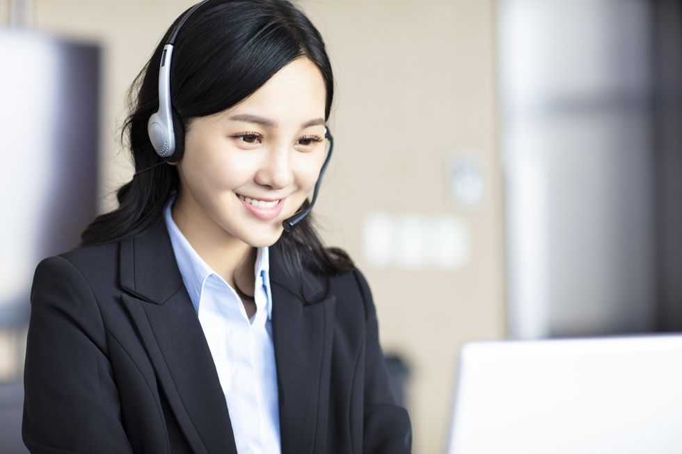 Customer service representative on a phone call.