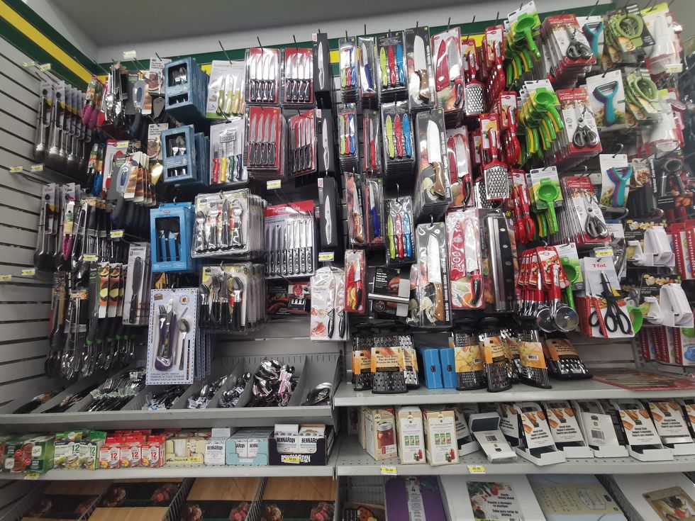 Cutlery and kitchen utensils at Dollarama.