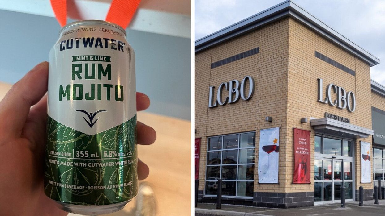 Cutwater Mint and Lime Rum Mojito. Right: An LCBO in Ontario
