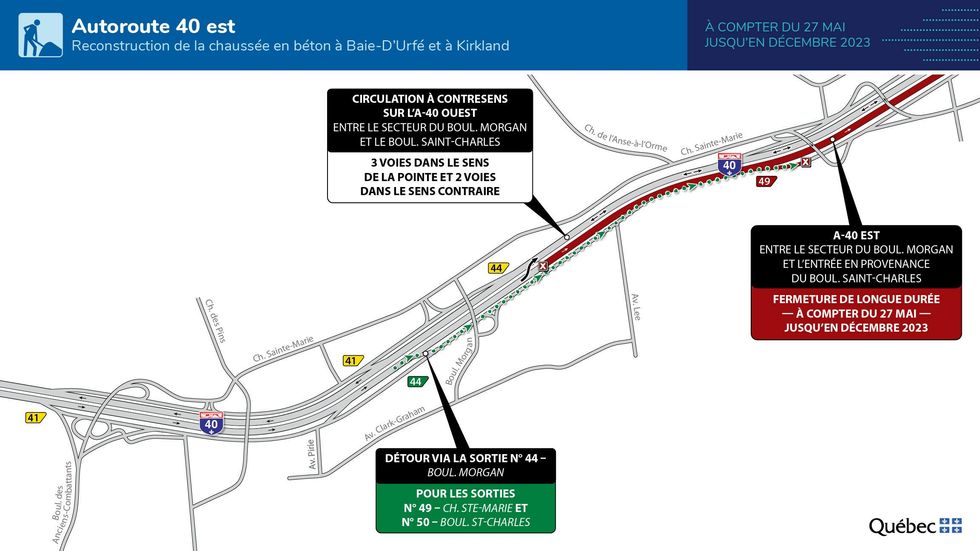 D\u00e9tour sur l'autoroute 40.
