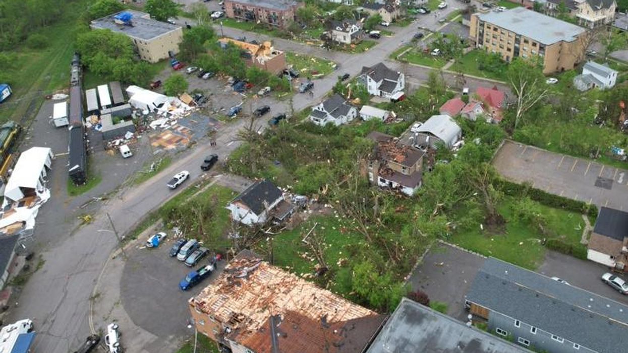 Damage caused by the derecho storm.