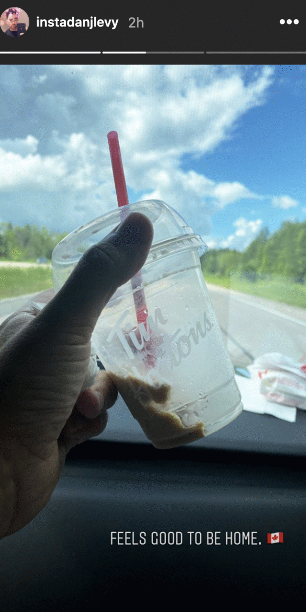 Dan Levy Is Back In Canada & Shows Off His Tim Hortons Order (PHOTO)