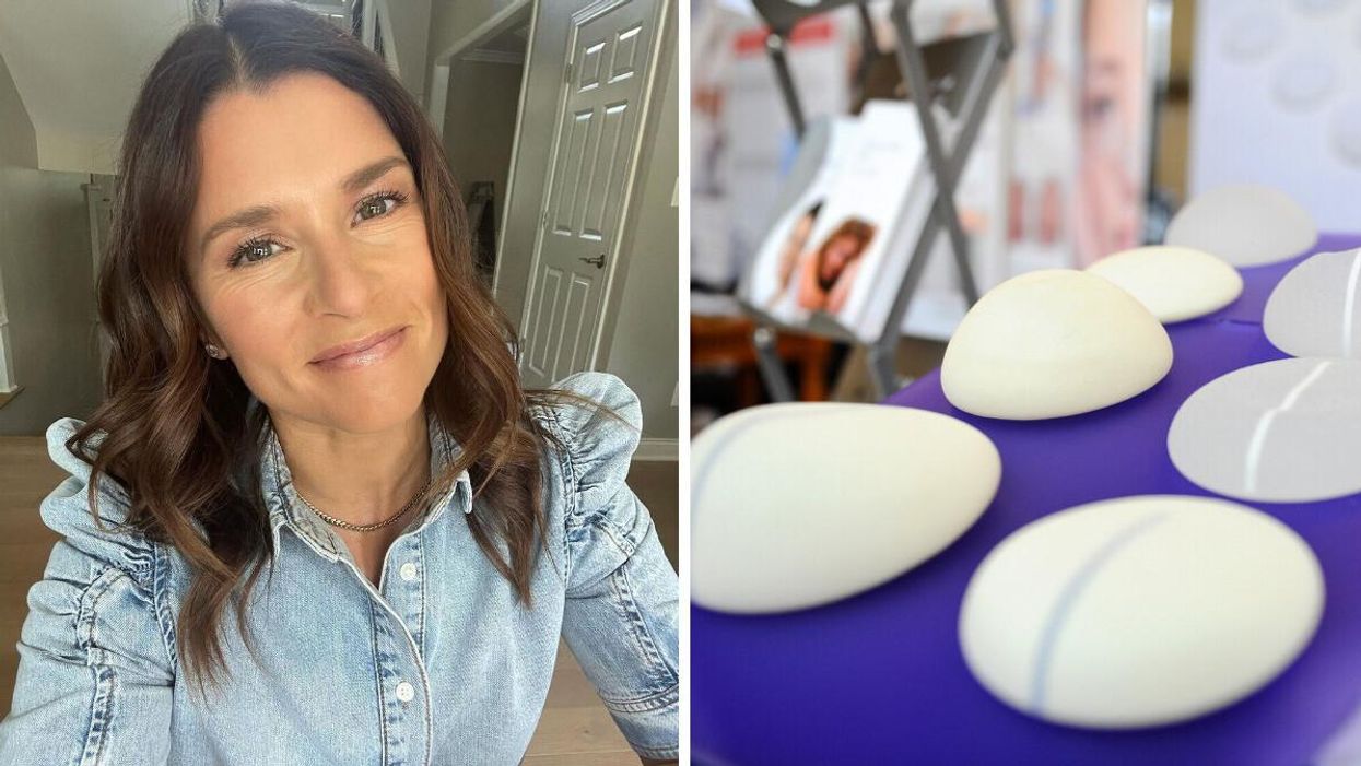 Danica Patrick. Right: Silicone gel breast implants.