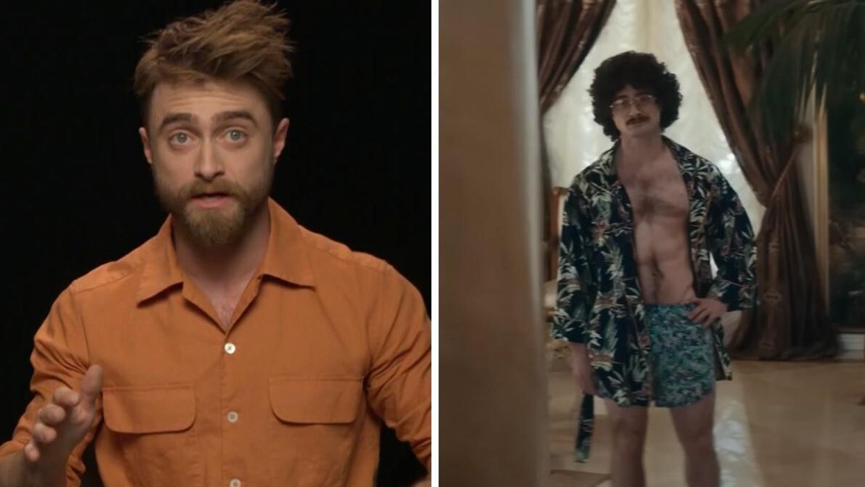 Daniel Radcliffe. Right: Daniel Radcliffe as Weird Al in "Weird: The Al Yankovic Story."