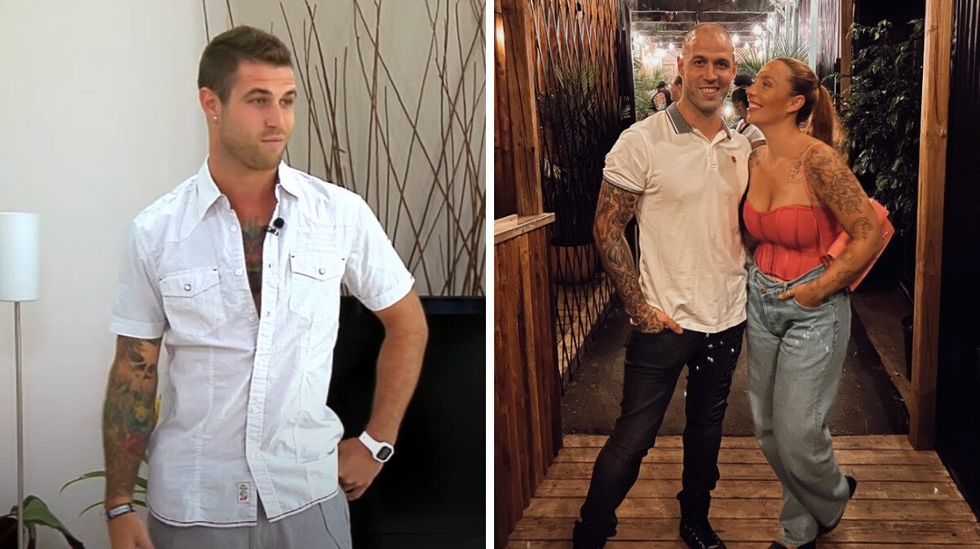 Dany Simard dans Occupation Double Portugal. Droite : Dany Simard et sa conjointe, Chlo\u00e9.