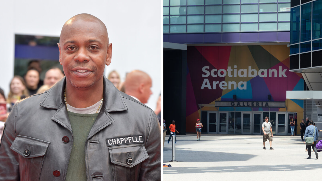 Dave Chapelle. Right: Scotiabank Arena.