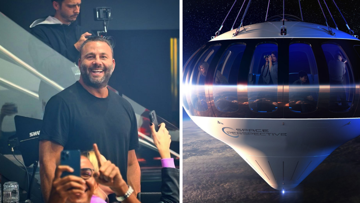 David Grutman with Groot Hospitality. Right: The Space Perspective rendering of Spaceship Neptune.