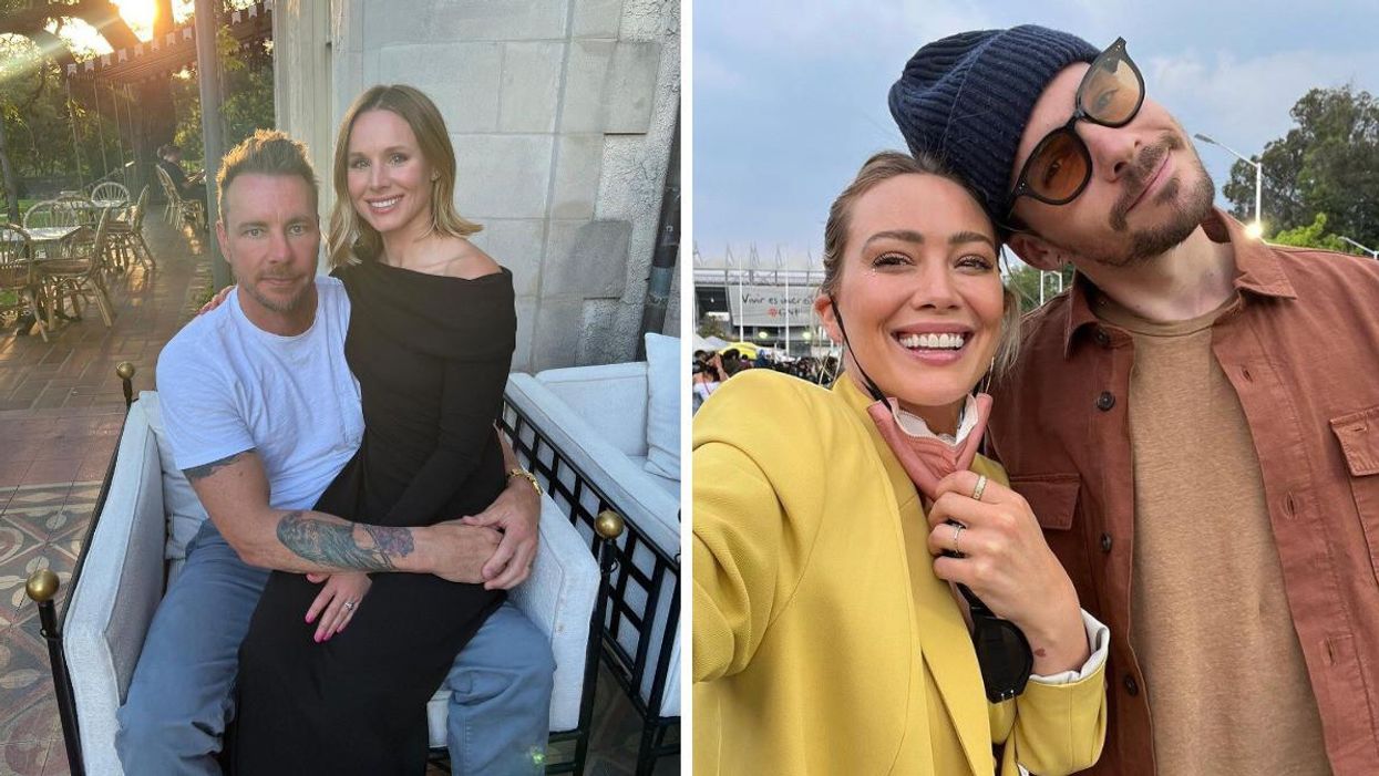 Dax Shepard and Kristen Bell in Austin, TX. Right: Hilary Duff and Matthew Koma in Mexico City.