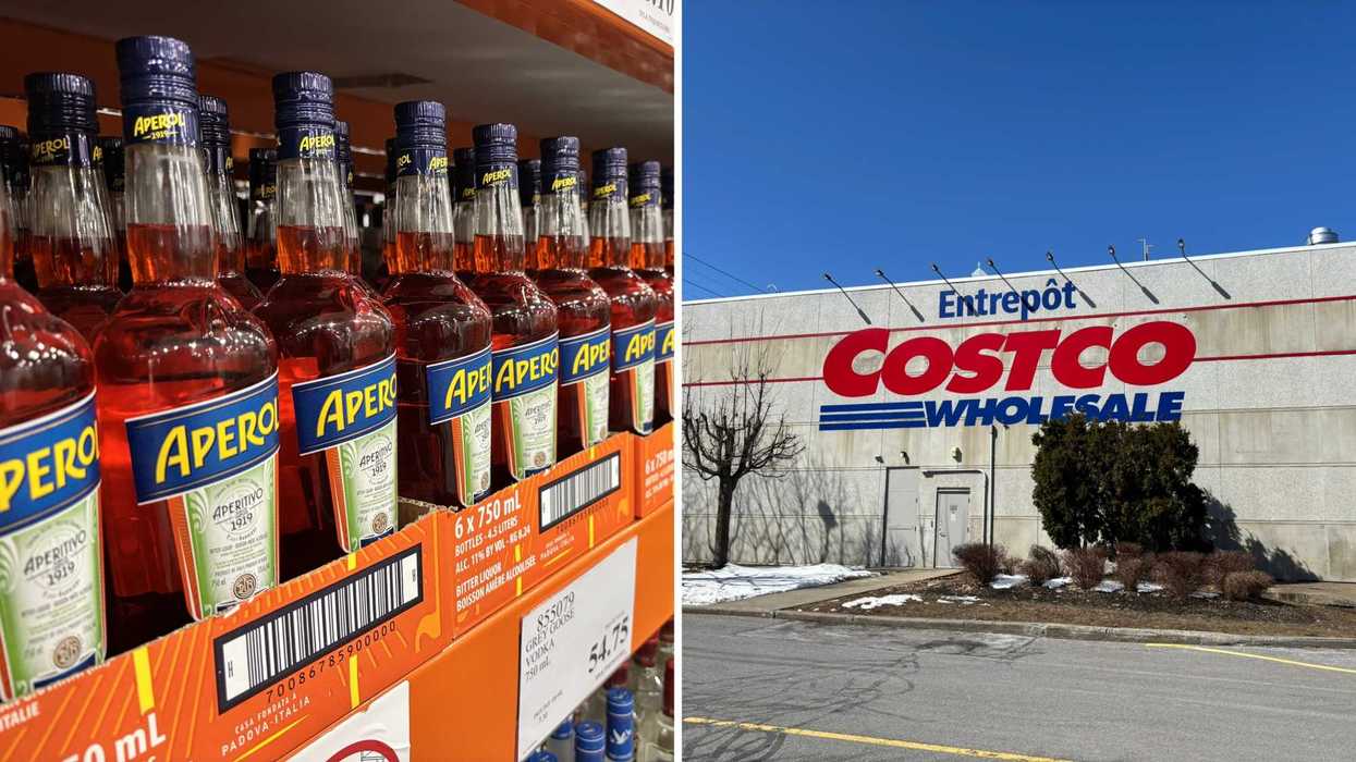 De l'Alcool. Droite : un Costco.