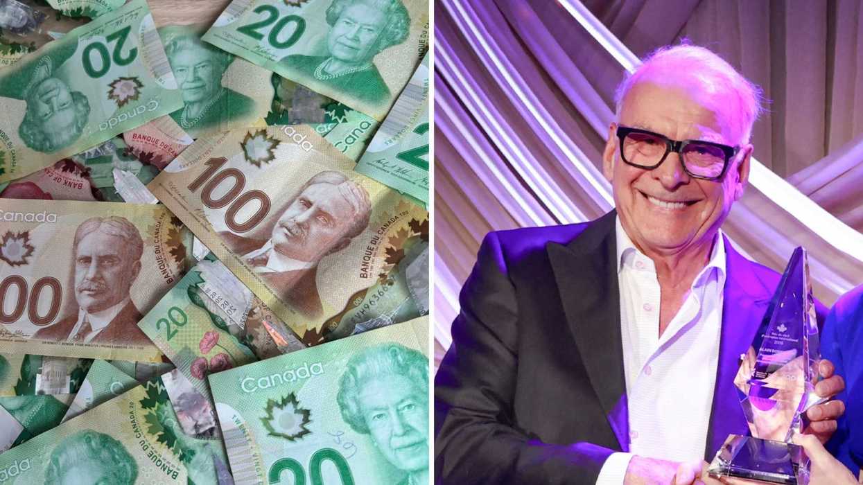 De l'argent canadien. Droite : Alain Bouchard.