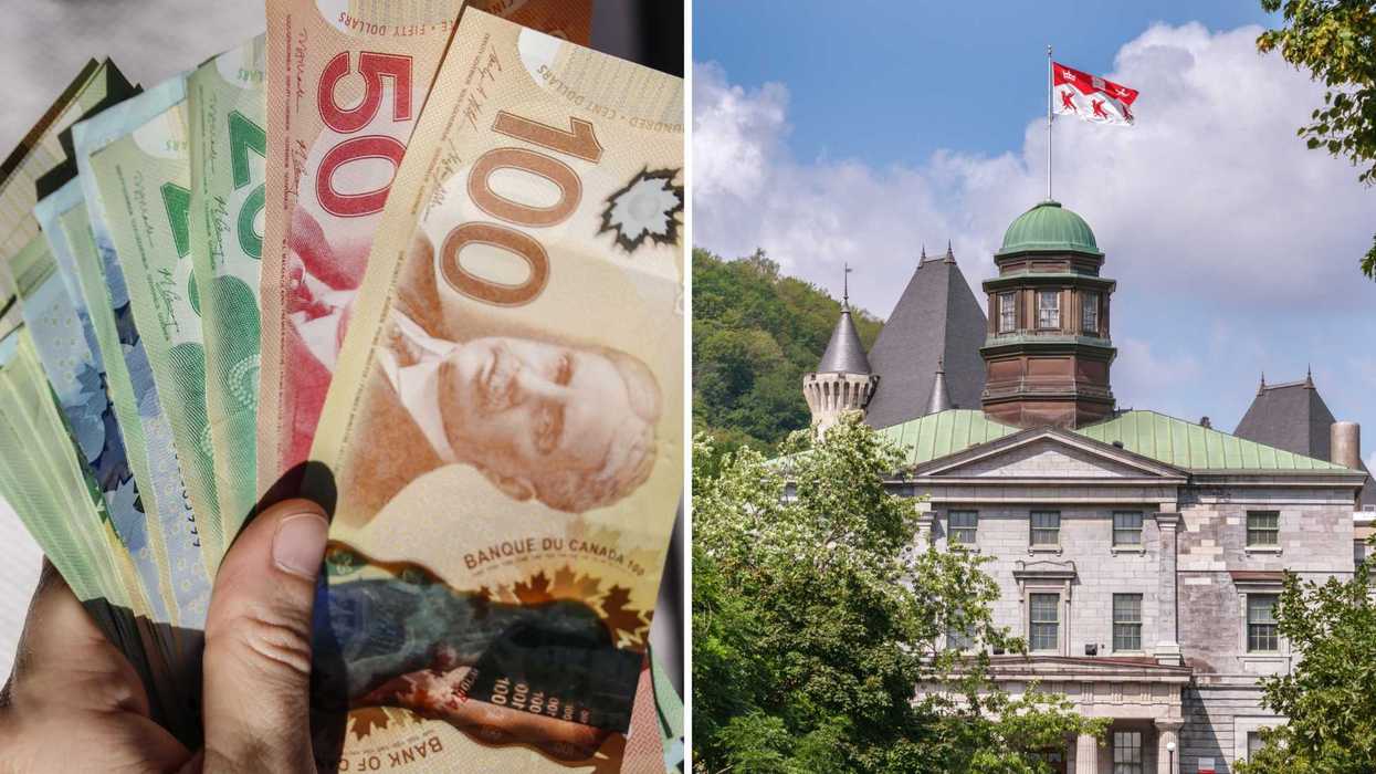 De l'argent canadien. Droite : l'Université McGill.