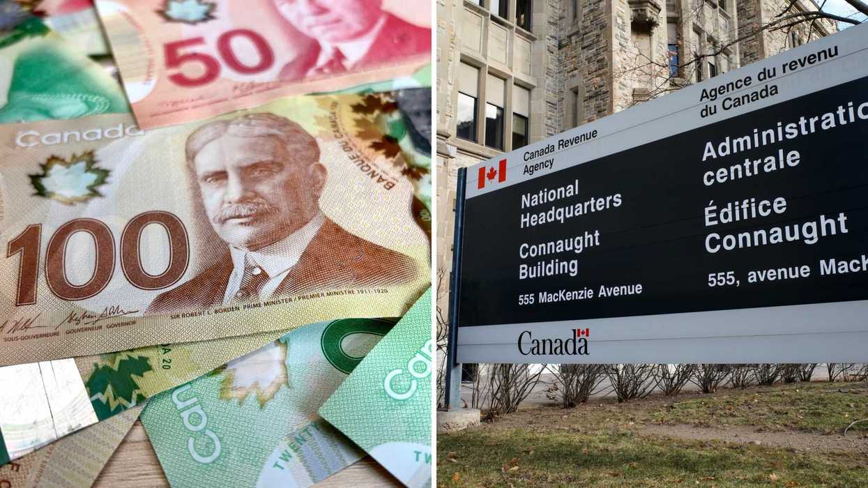 De l'argent. Droite : l'Agence du revenu du Canada (ARC).
