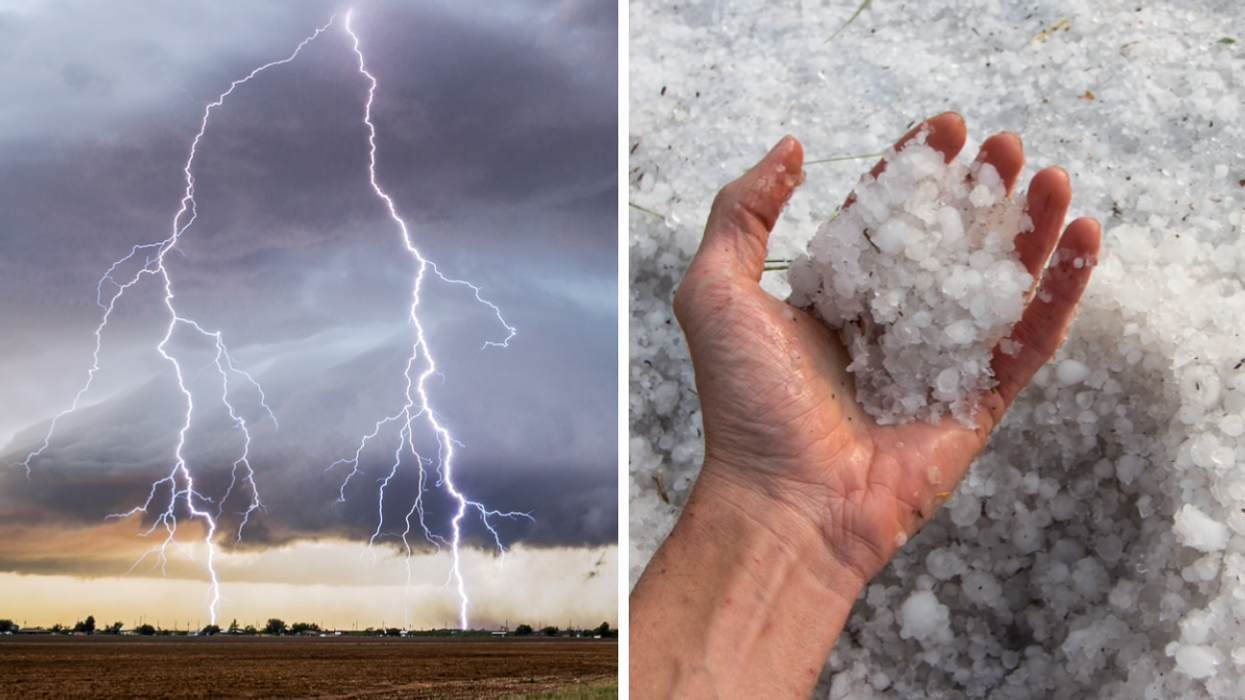 De l'orage. Droite : De la grosse grêle.