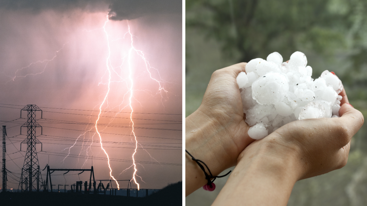De l'orage. Droite : de la grosse grêle.