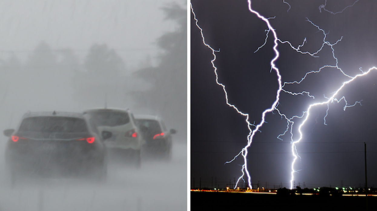 De la forte pluie. Droite : De l'orage.