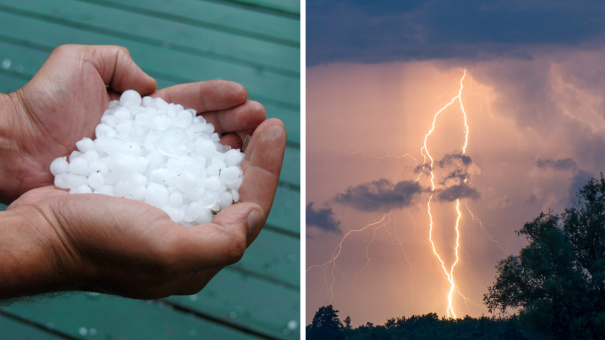 De la grêle. Droite : Un orage.