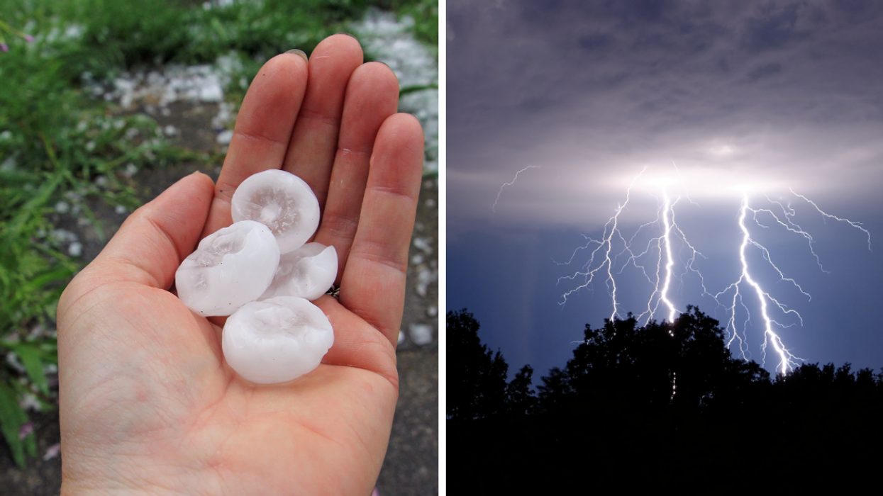 De la grosse grêle. Droite : Des orages violents.