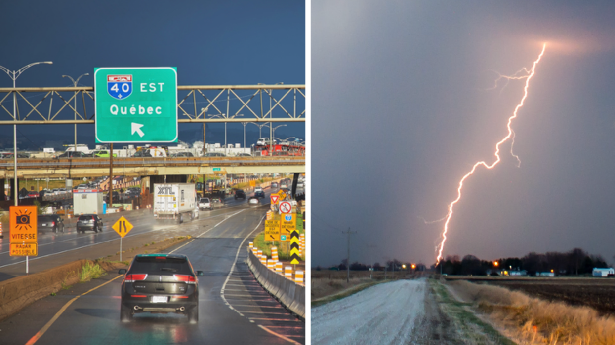De la pluie au Québec. Droite : Des orages violents.