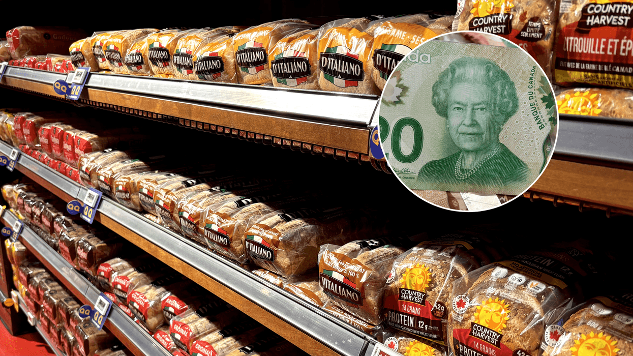 De pain au Provigo. En mortaise : un billet de 20 dollars.