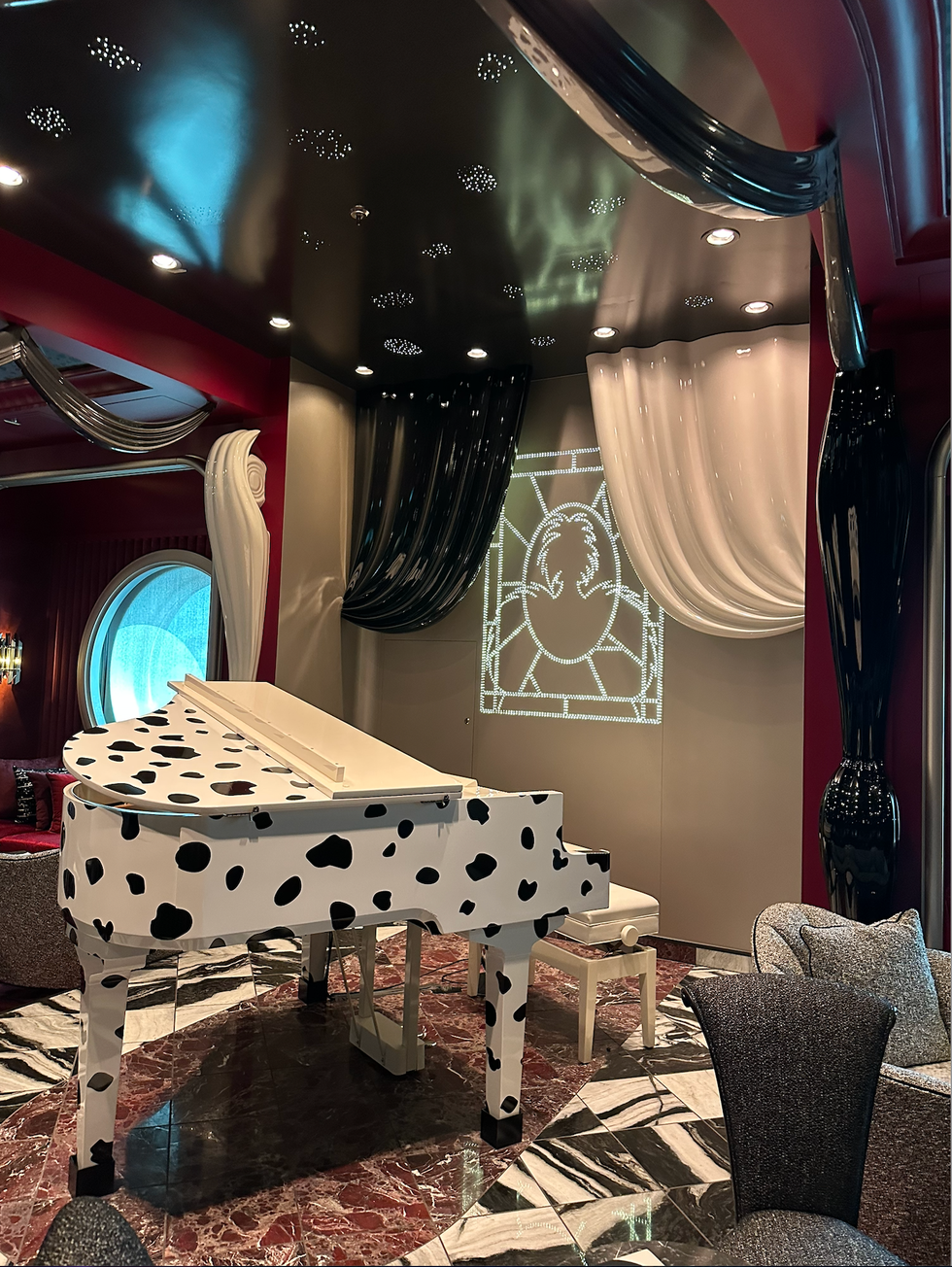 De Vil's, with a spotted piano, inspired by "One Hundred and One Dalmatians."