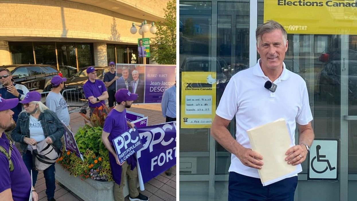 Débat des chefs : Des partisans de Maxime Bernier manifestent sur place (PHOTOS)