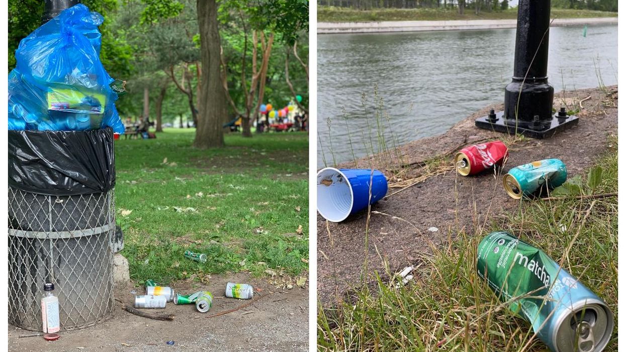 Déchets laissés par terre dans les parcs de Montréal