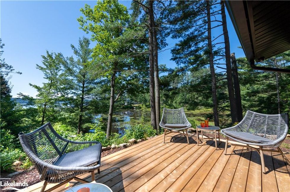 Deck with water views.