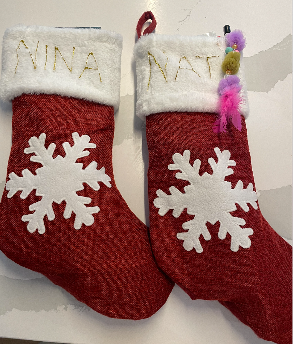 Decorated stockings.